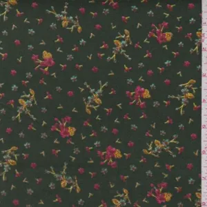 1 5/8 YD PC-Moss/Yellow Mini Floral Double Brushed Jersey Knit Fabric