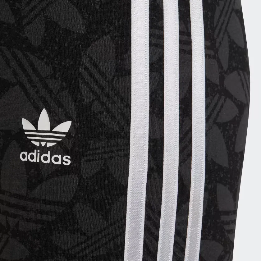 Adidas Kid's High Waisted Allover Print Leggings - Carbon / Black / White