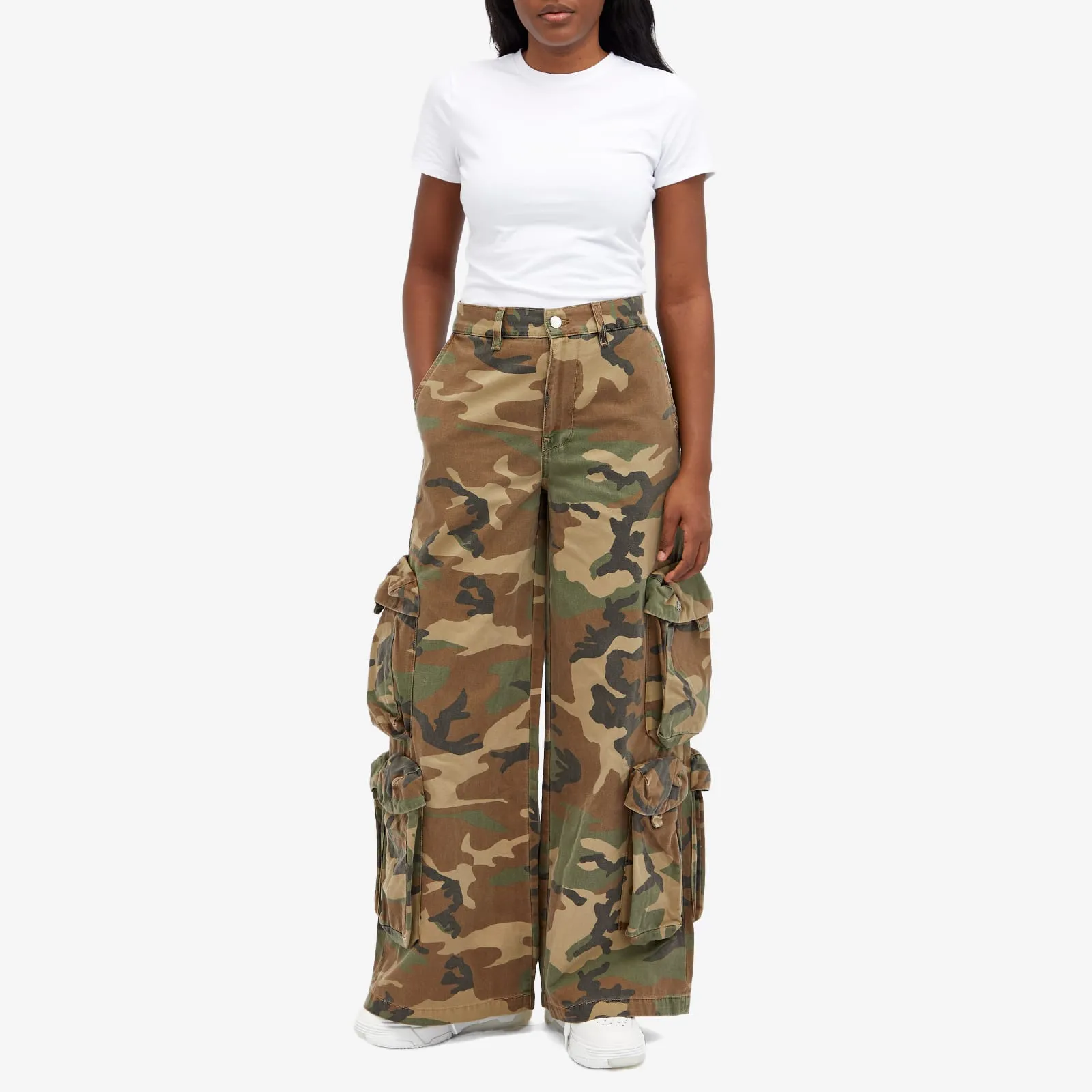 Amiri Camo Baggy Cargo Pants, Green Camo