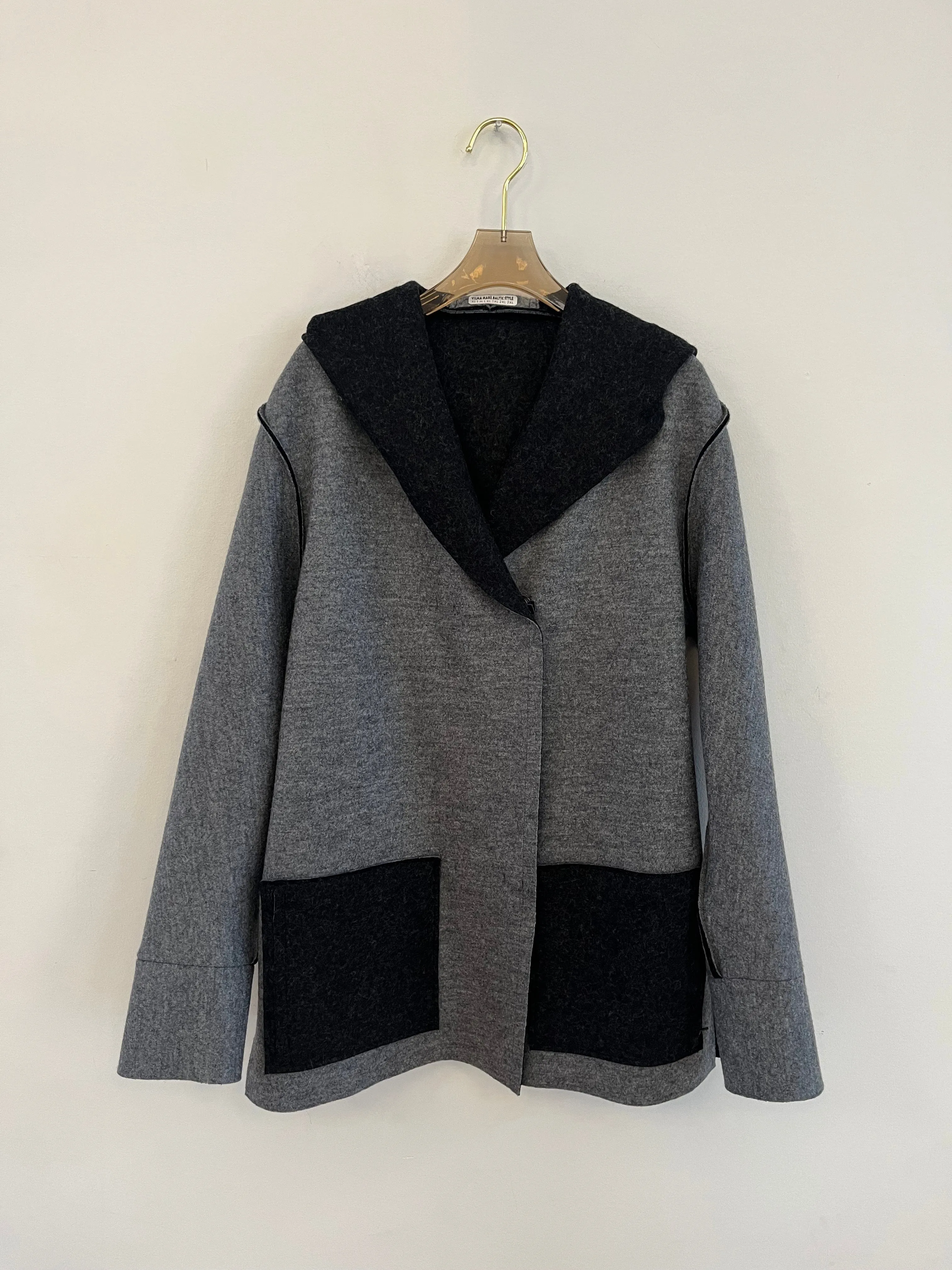 Black and Gray Reversible Wool Jacket