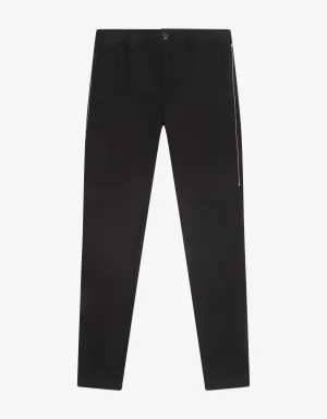 Black Contrast Stitch Chino Trousers -