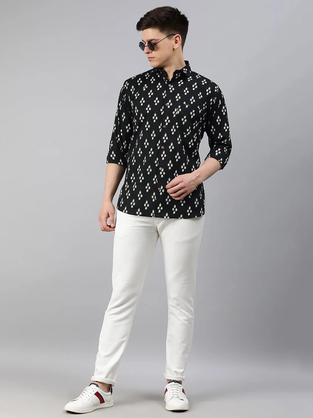 Black Cotton Full Sleeves Shirts For Men-Mmf027