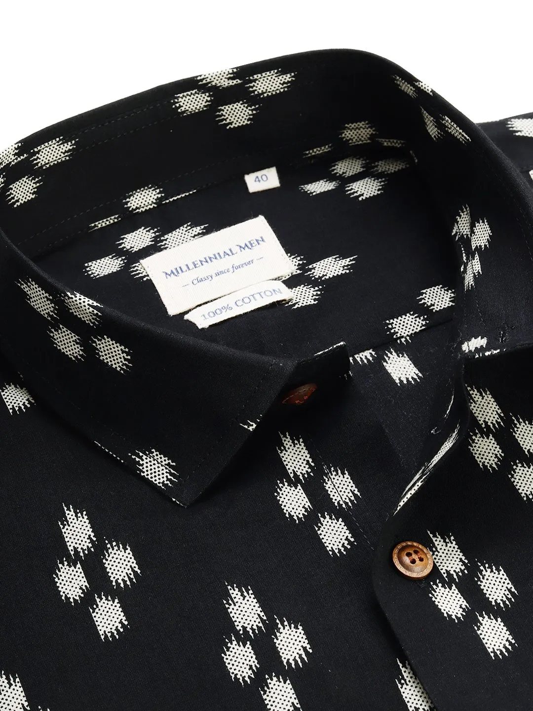 Black Cotton Full Sleeves Shirts For Men-Mmf027