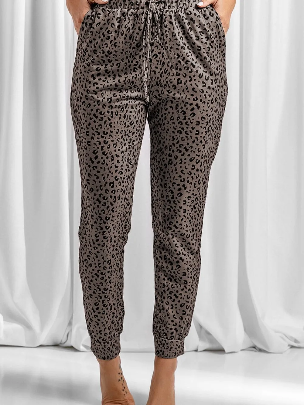 Breezy Brown Leopard Print Joggers