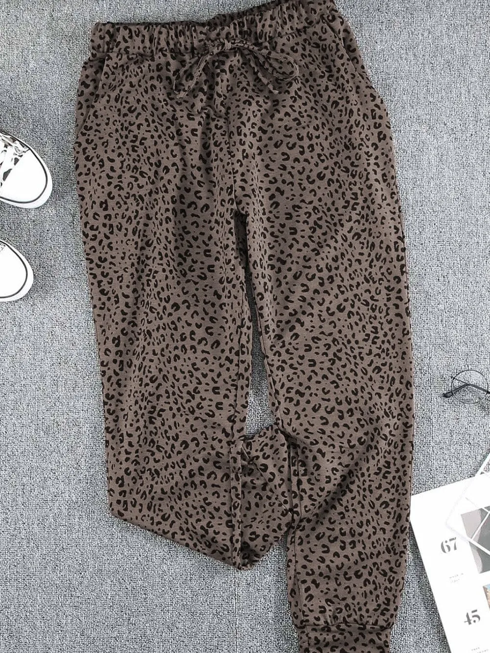 Breezy Brown Leopard Print Joggers