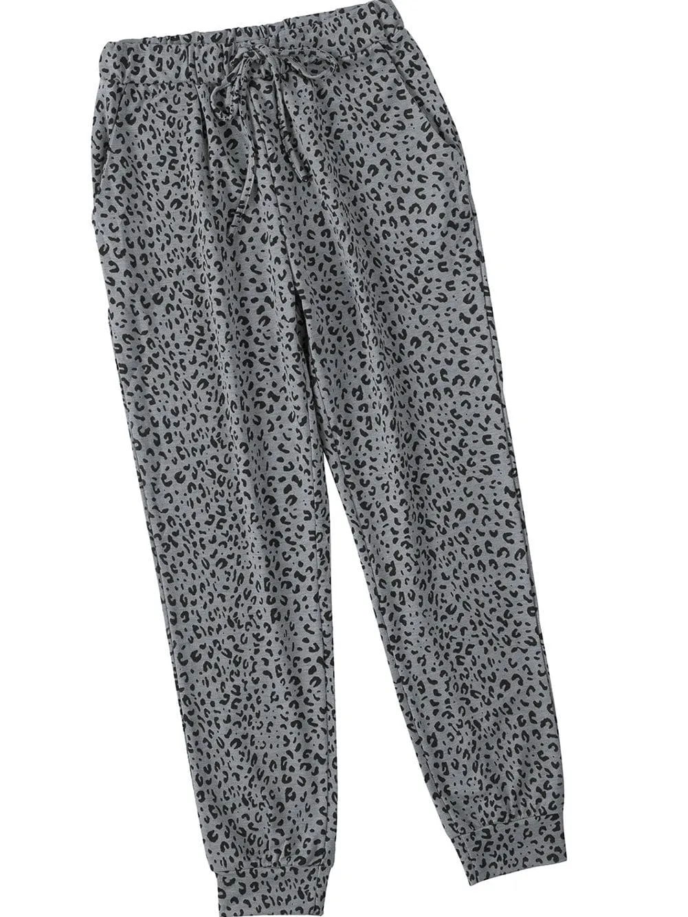 Breezy Gray Leopard Print Joggers