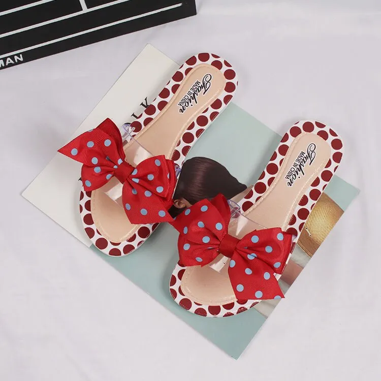 Butterfly Knot Polka Dot Platform Heel Open Toe Casual Sandals