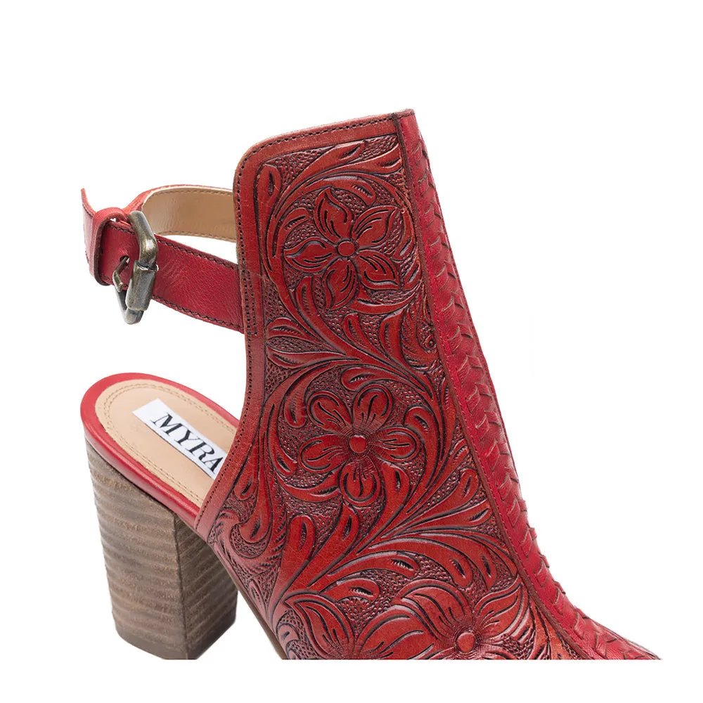 Callandra High Front Hand-tooled Sandal Shoes