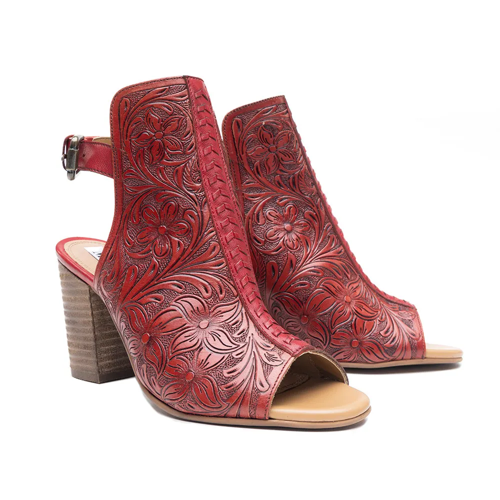 Callandra High Front Hand-tooled Sandal Shoes