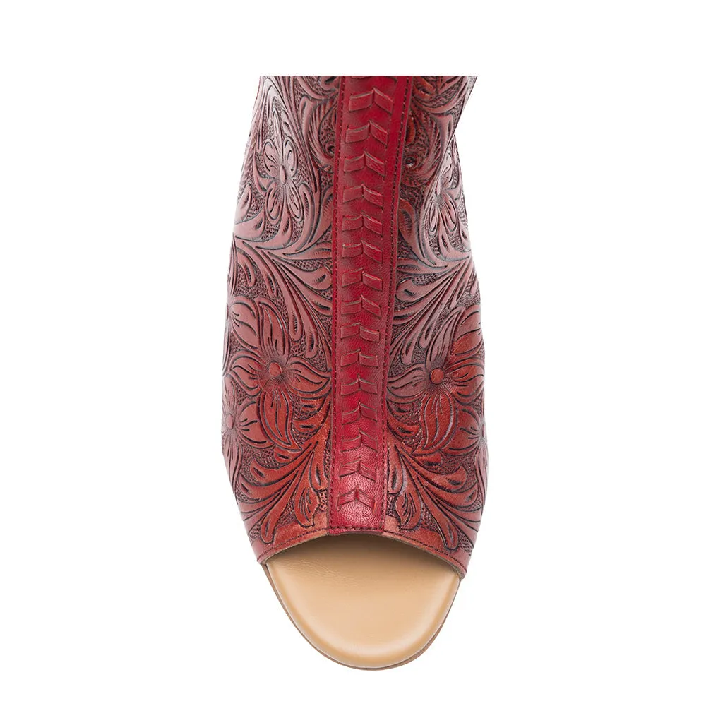 Callandra High Front Hand-tooled Sandal Shoes