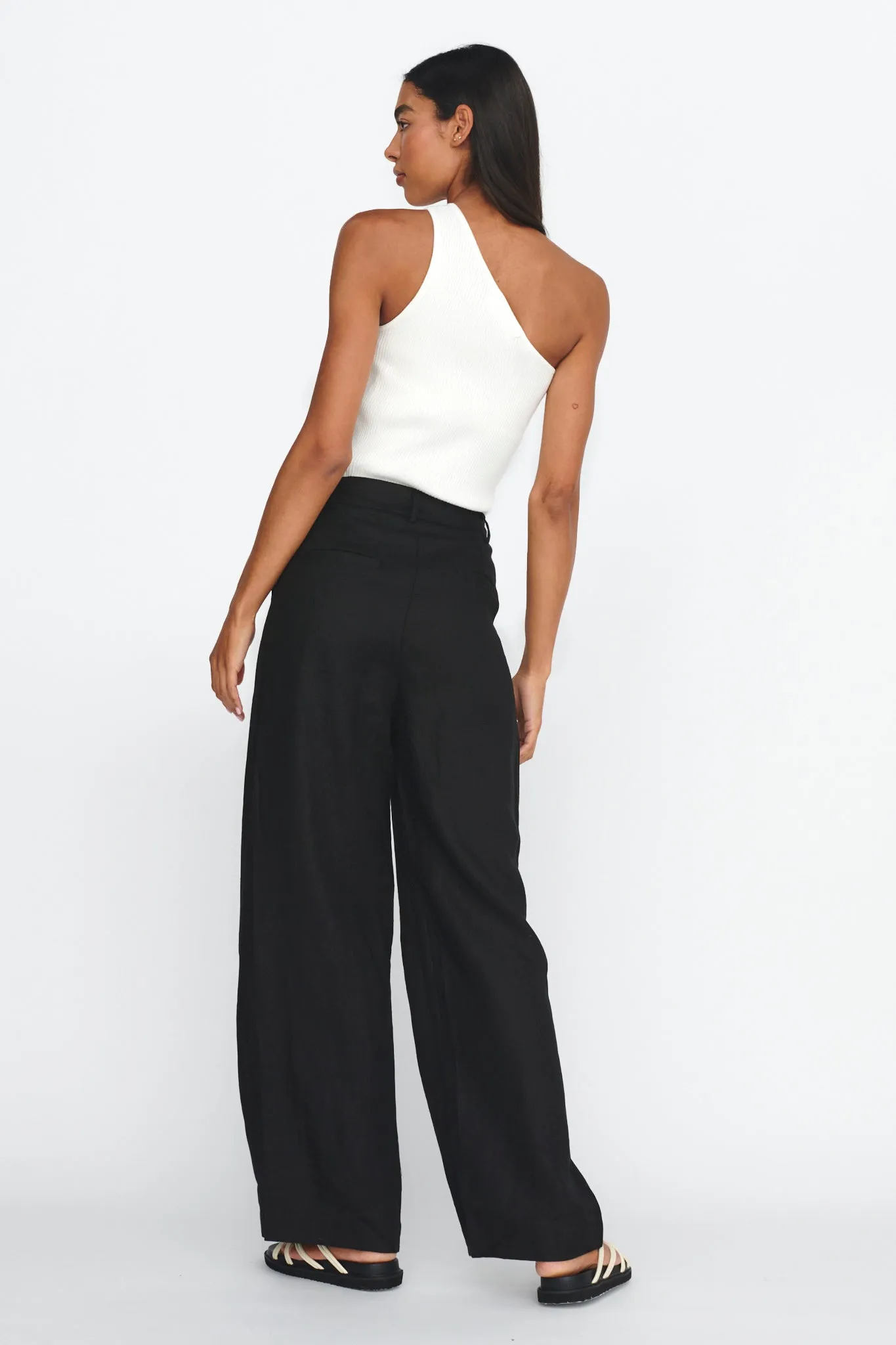 Dodie Straight Leg Trouser Pants Linen Black