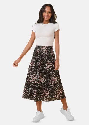 Elasticated Printed Midi Skirt