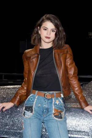 Elegant Selena Gomez Leather Jacket For Women