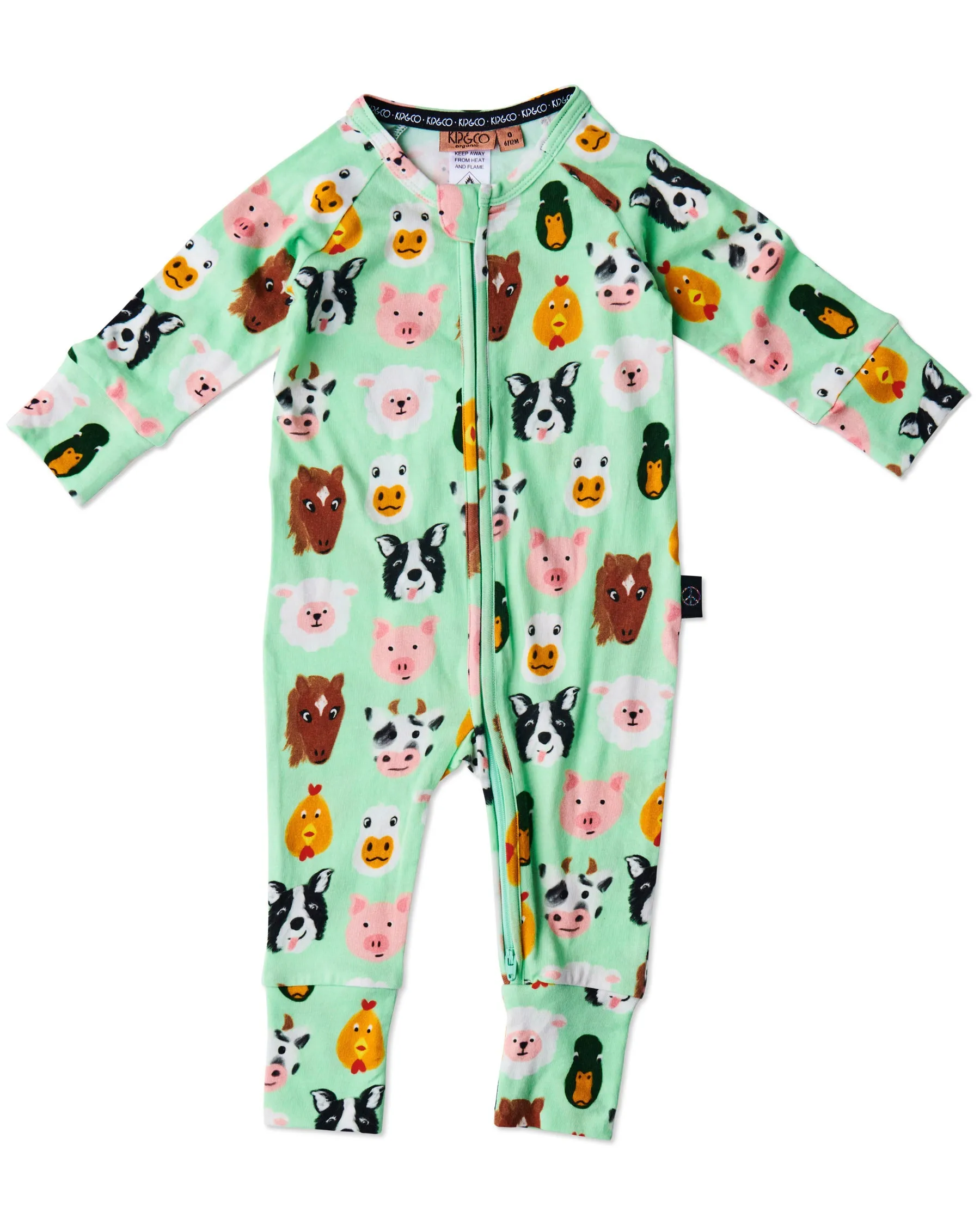 Farm Friends Organic Long Sleeve Zip Romper