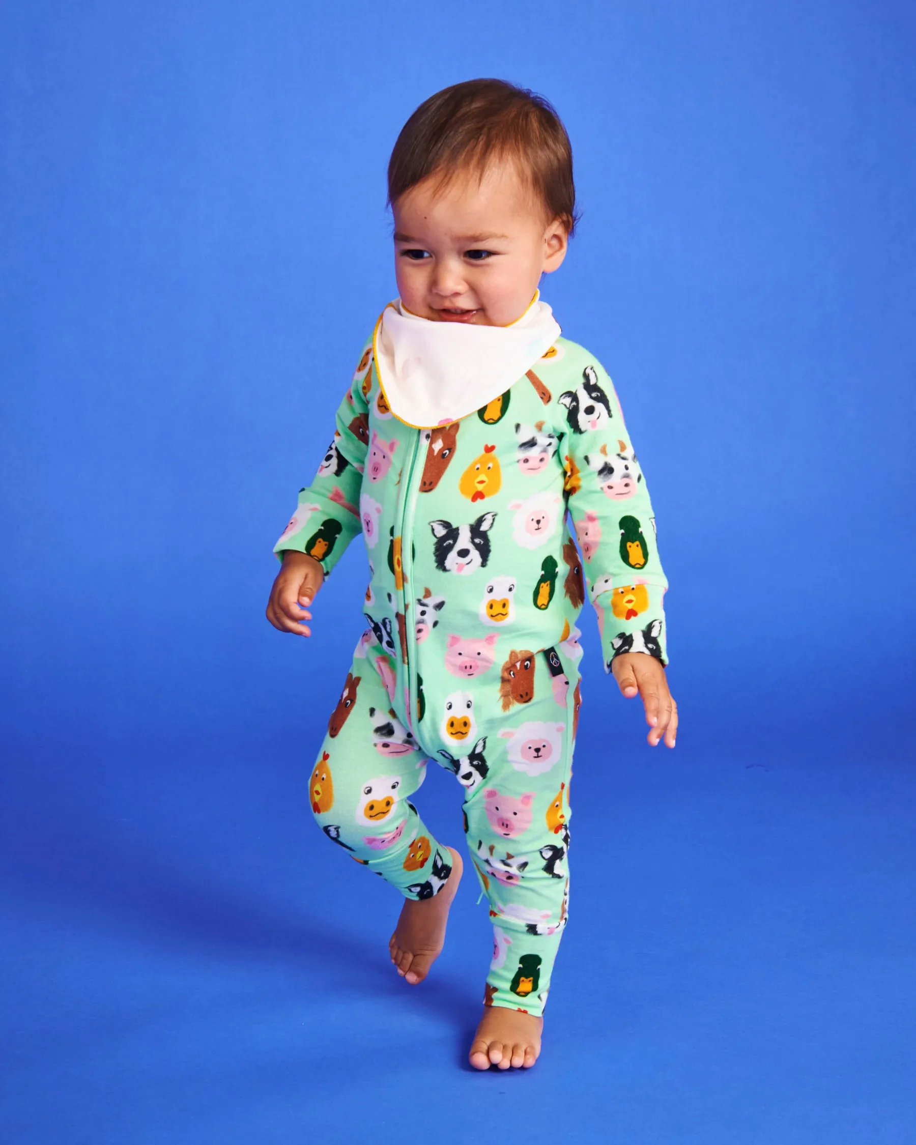 Farm Friends Organic Long Sleeve Zip Romper