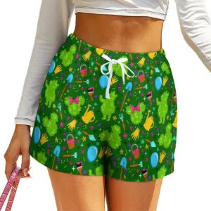 Flower And Garden Women's High-Waisted Loose Shorts With Pockets