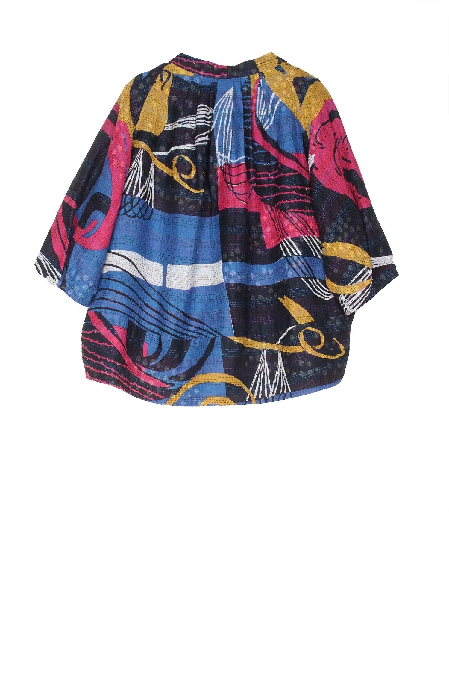 FRESH PRINT KANTHA PUFF SLV. SHIRTS - fp2550-blu -