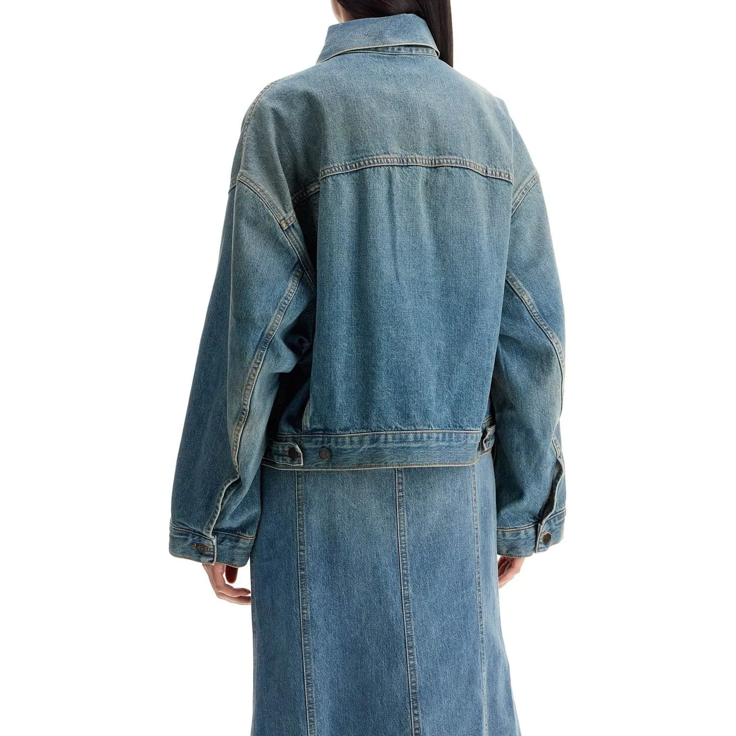 Haikure denim boxy jacket with spencer