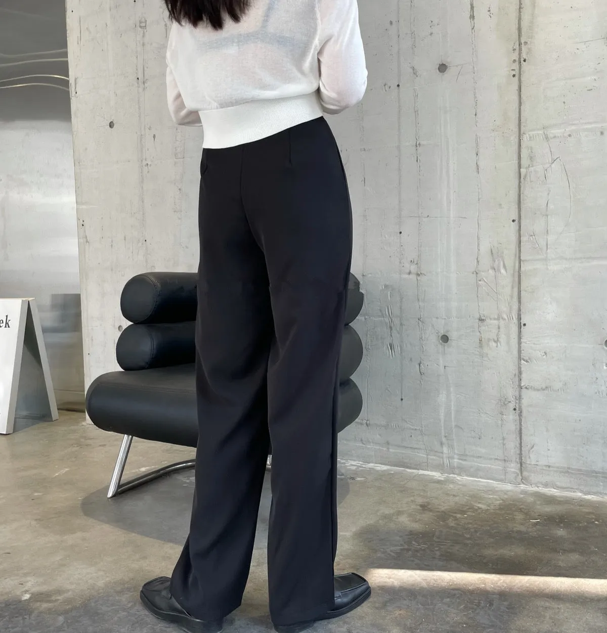 High Waist One Button Pleated Wide Leg Pants