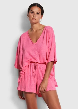 Linen Jersey Beach Short  - Pink