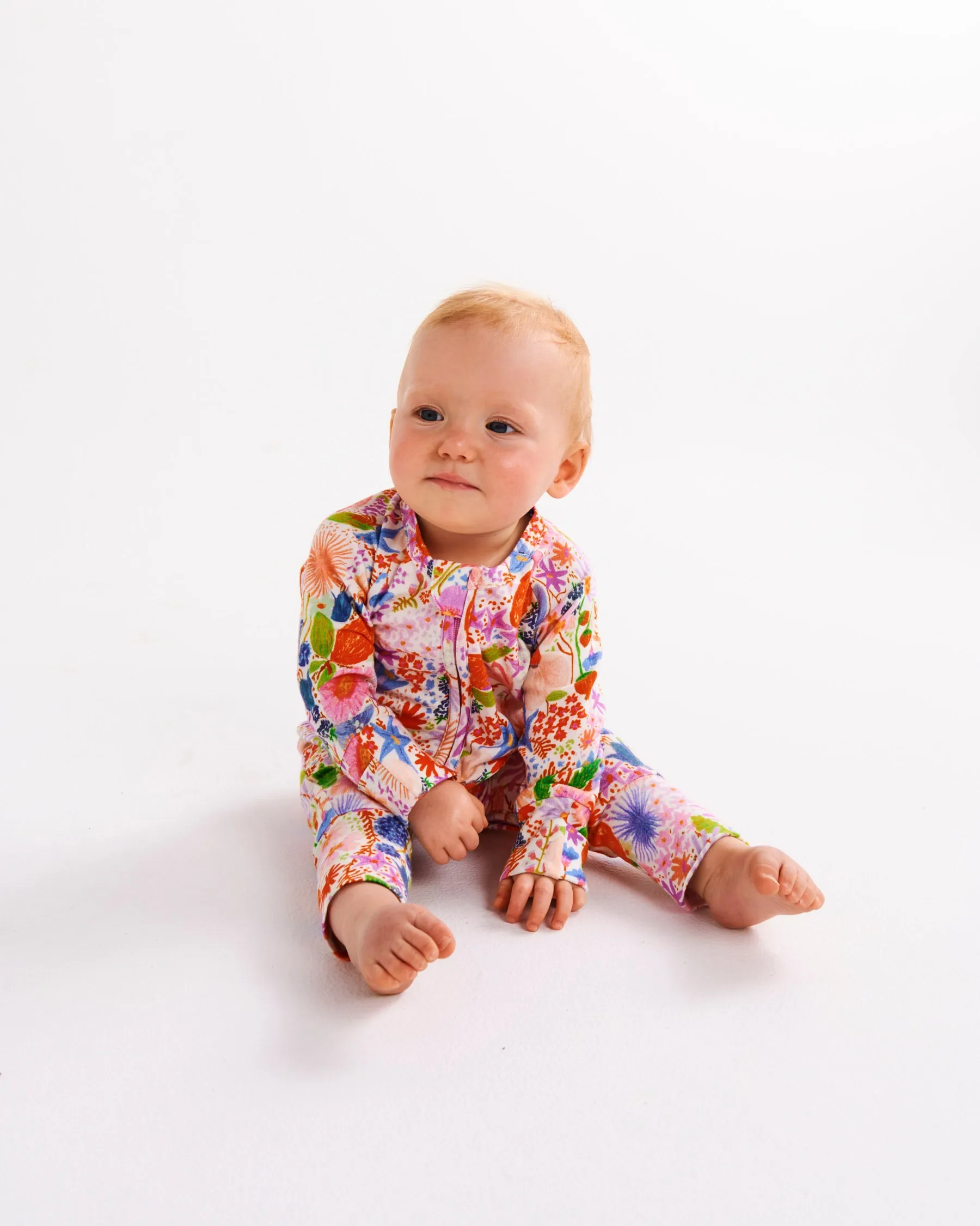 Meandering Meadow Organic Long Sleeve Zip Romper