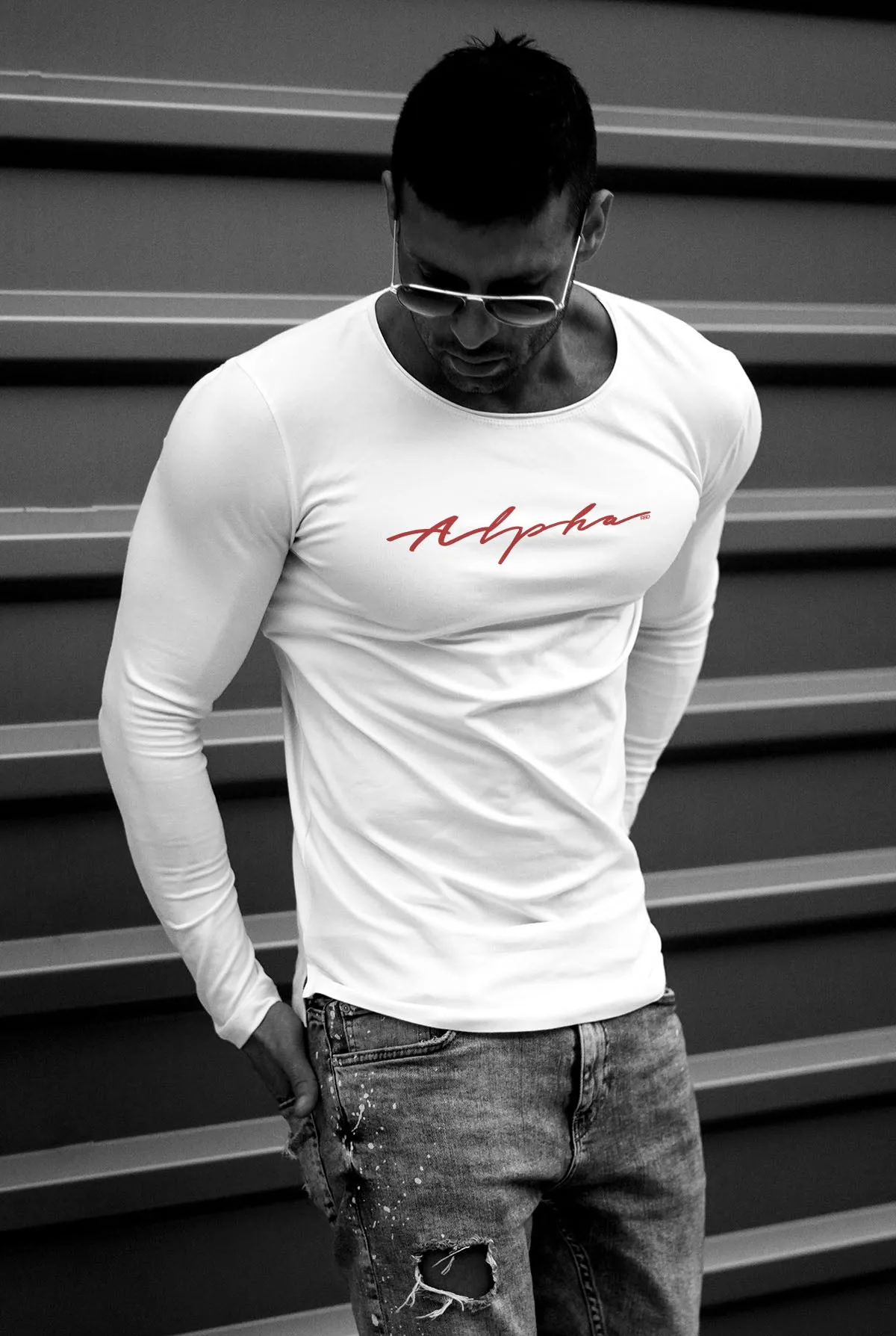 Mens Long Sleeve T-shirt "Alpha" RED MD885