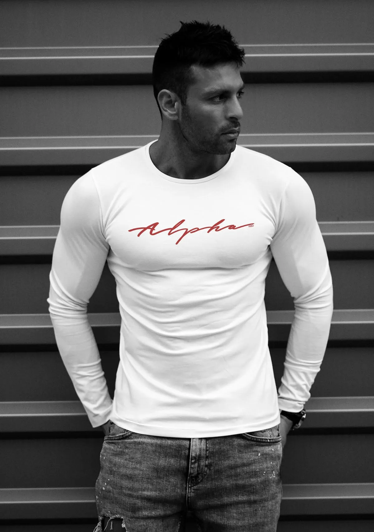 Mens Long Sleeve T-shirt "Alpha" RED MD885