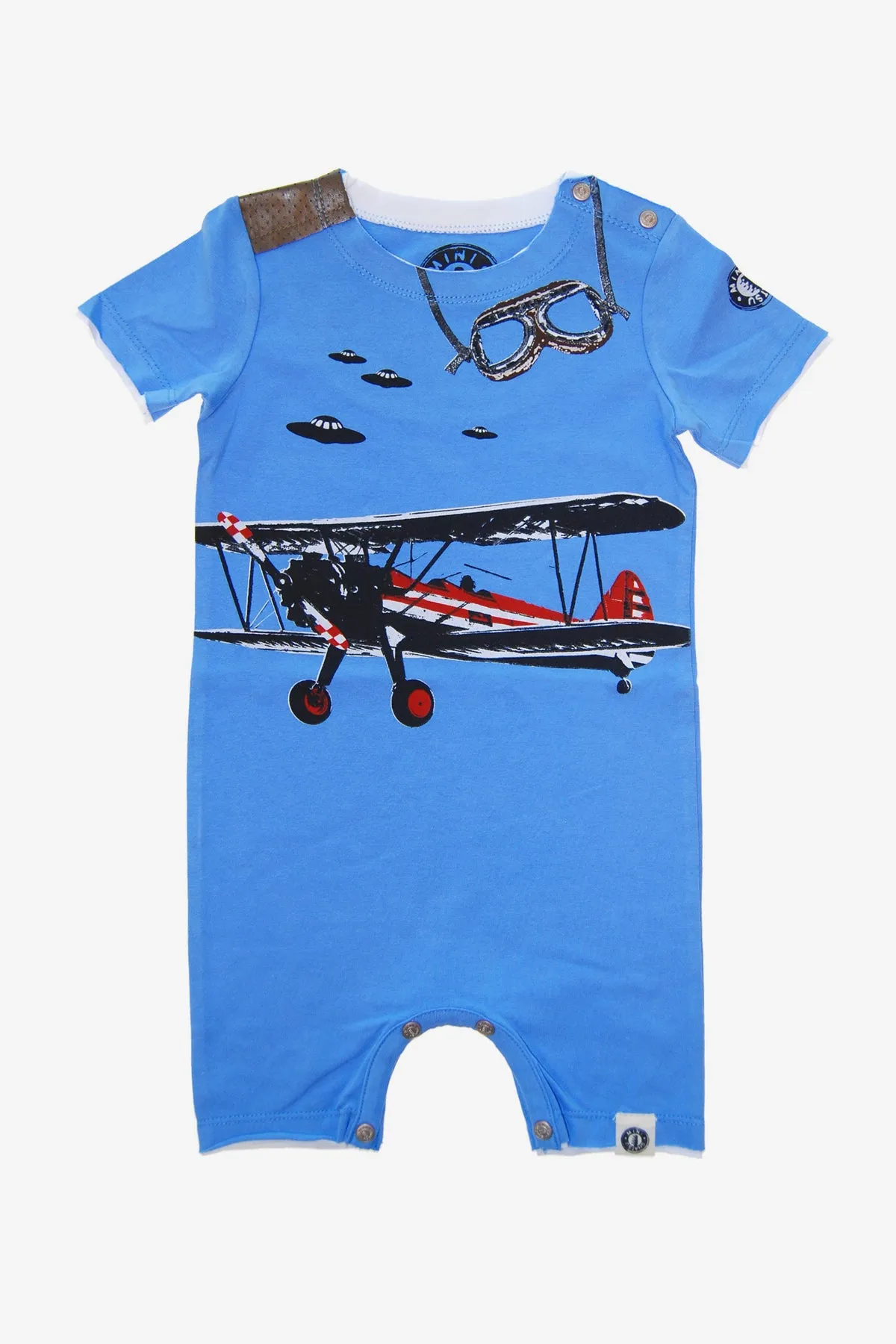 Mini Shatsu Vintage Airplane Baby Boy Romper (Size 18M left)