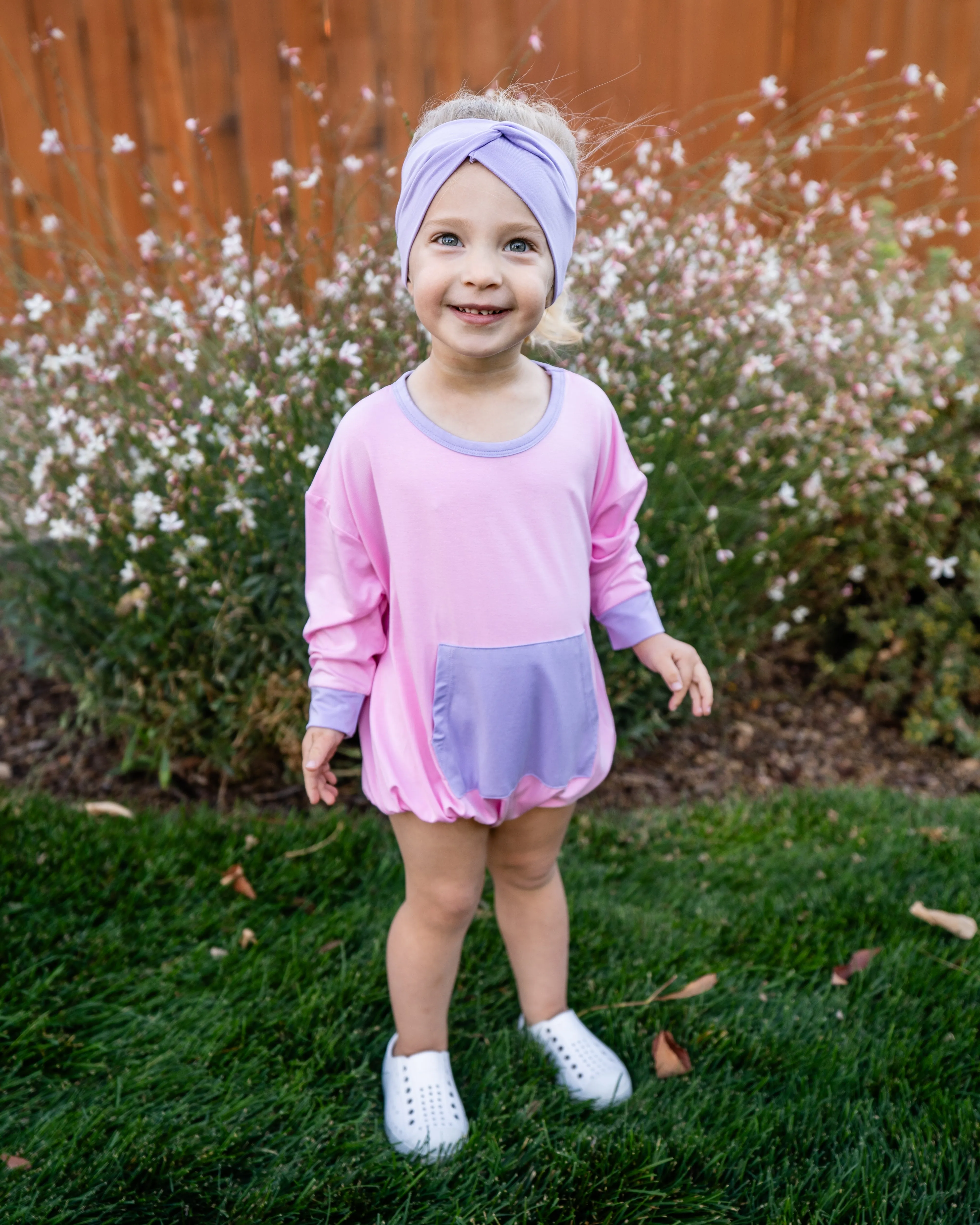 Petal / Lilac Colorblock | Long Sleeve Bubble Romper