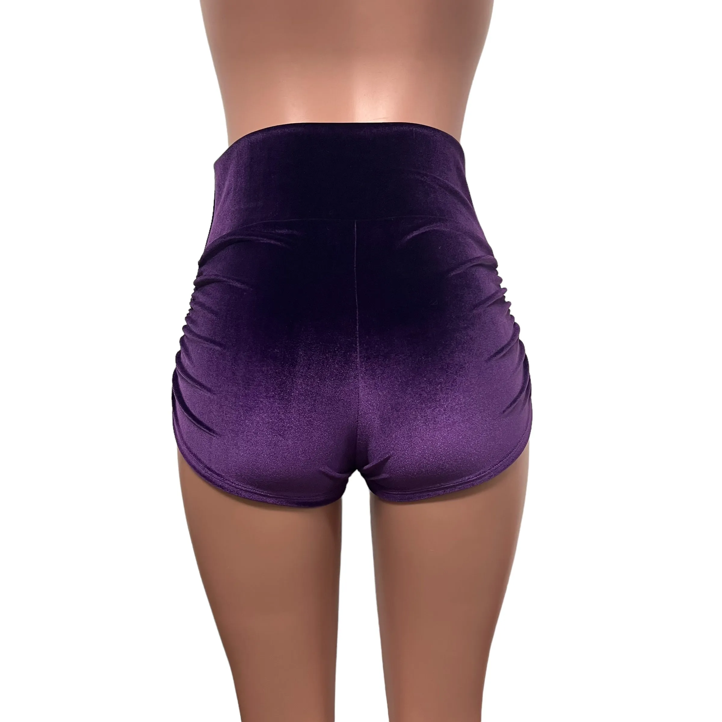 Ruched Booty Shorts - Purple Velvet