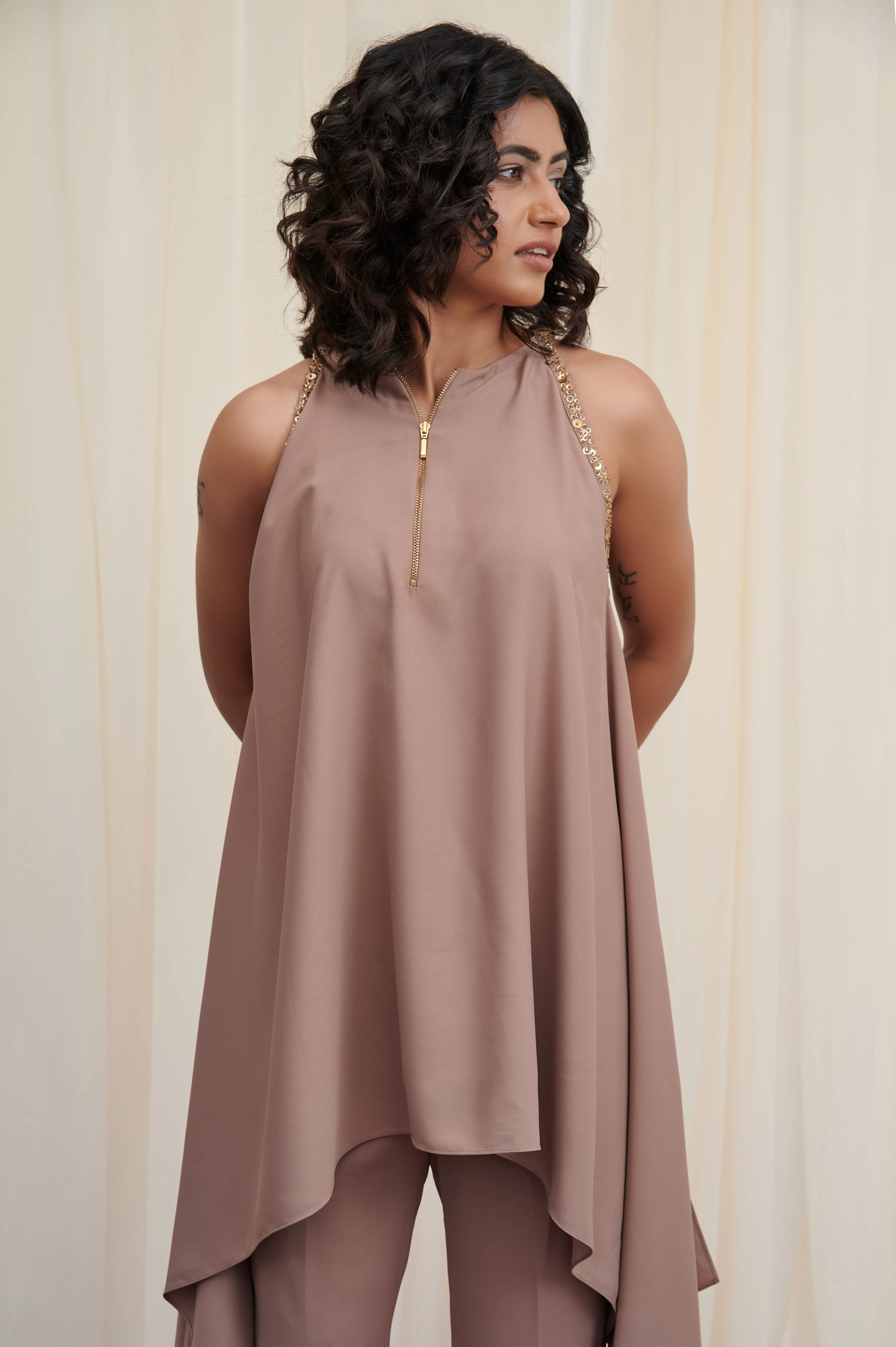 Sandamsha Nude Crepe top with pants