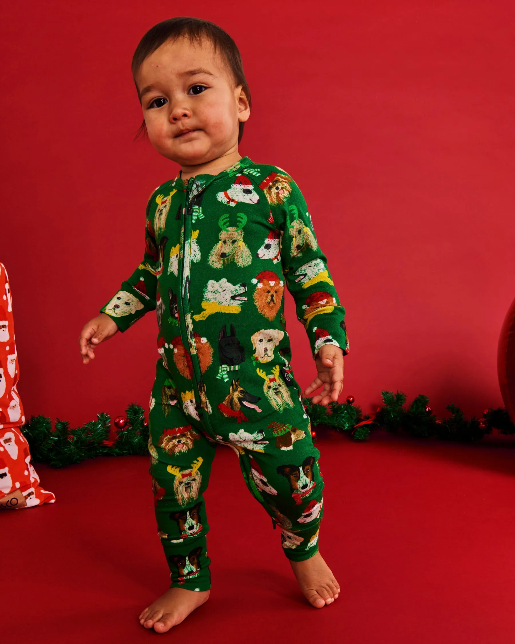 Santa's Little Helper Organic Long Sleeve Zip Romper