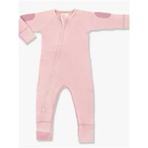 Sapling Child Waffle Zip Romper (Vintage Pink)