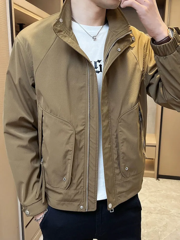 Stand Collar Casual Outerwear Men's Spring 2024 New Trendy Korean Style High Sense Casual All-matching Men's Cargo Jacket