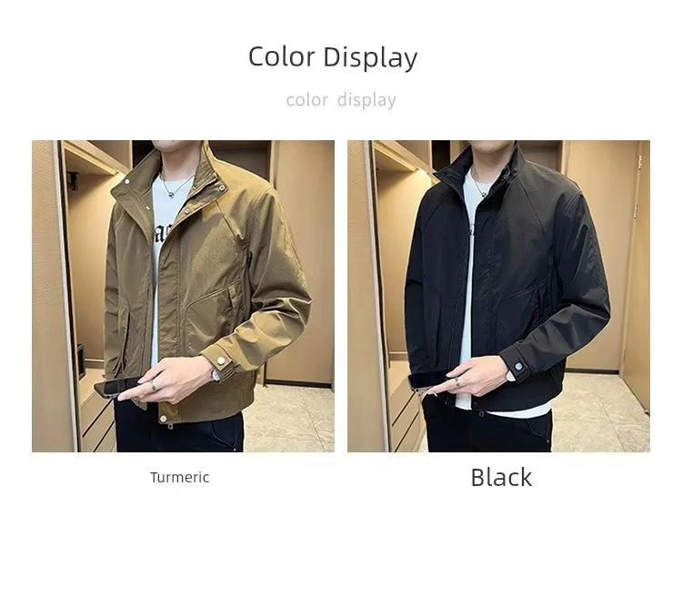 Stand Collar Casual Outerwear Men's Spring 2024 New Trendy Korean Style High Sense Casual All-matching Men's Cargo Jacket