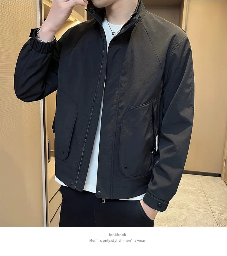 Stand Collar Casual Outerwear Men's Spring 2024 New Trendy Korean Style High Sense Casual All-matching Men's Cargo Jacket