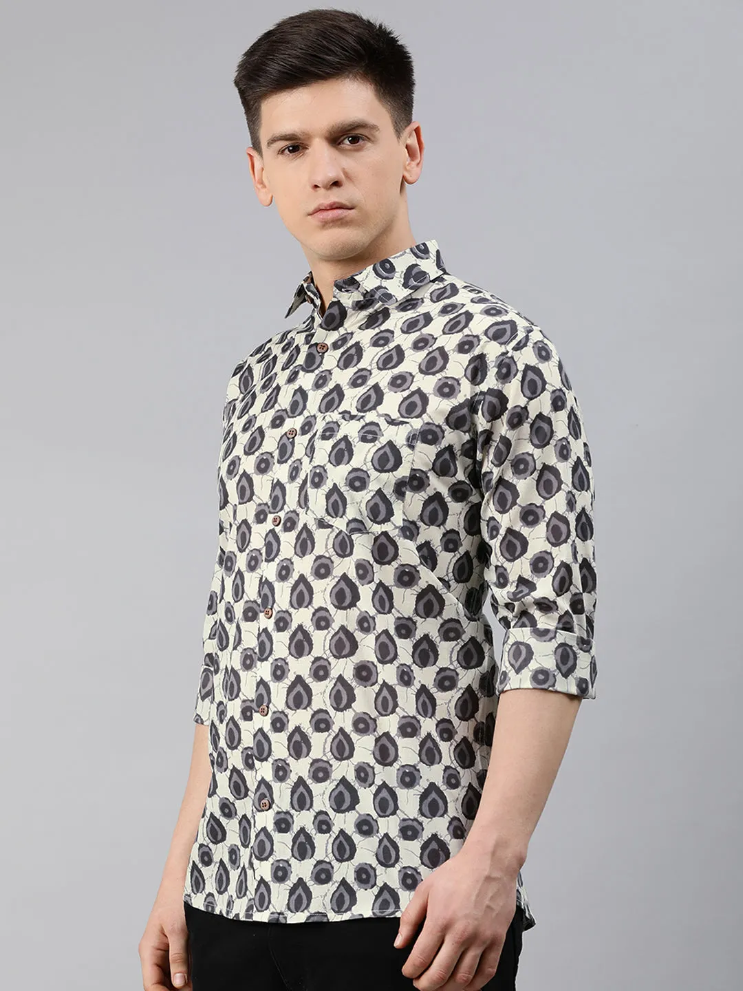 White Cotton Full Sleeves Shirts For Men-Mmf023