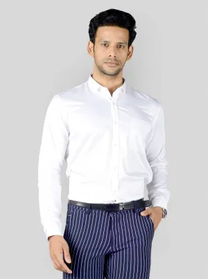 White Solid Slim Fit Party Wear Shirt | Greenfibre