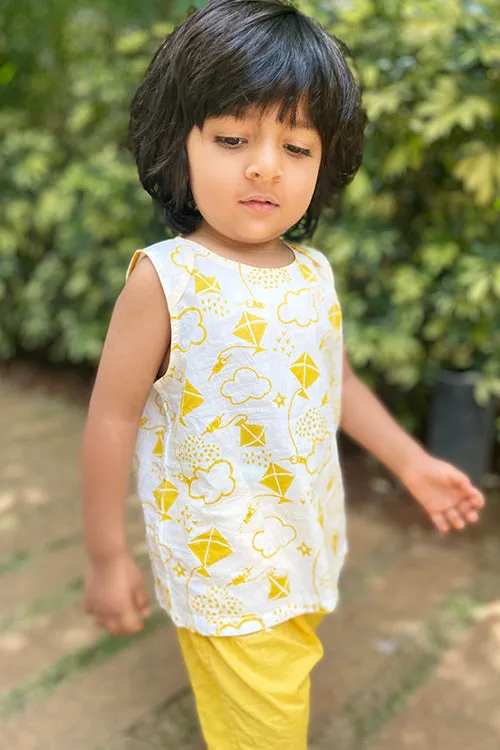 Whitewater Kids Unisex Organic Patang Jhabla with Yellow Pants