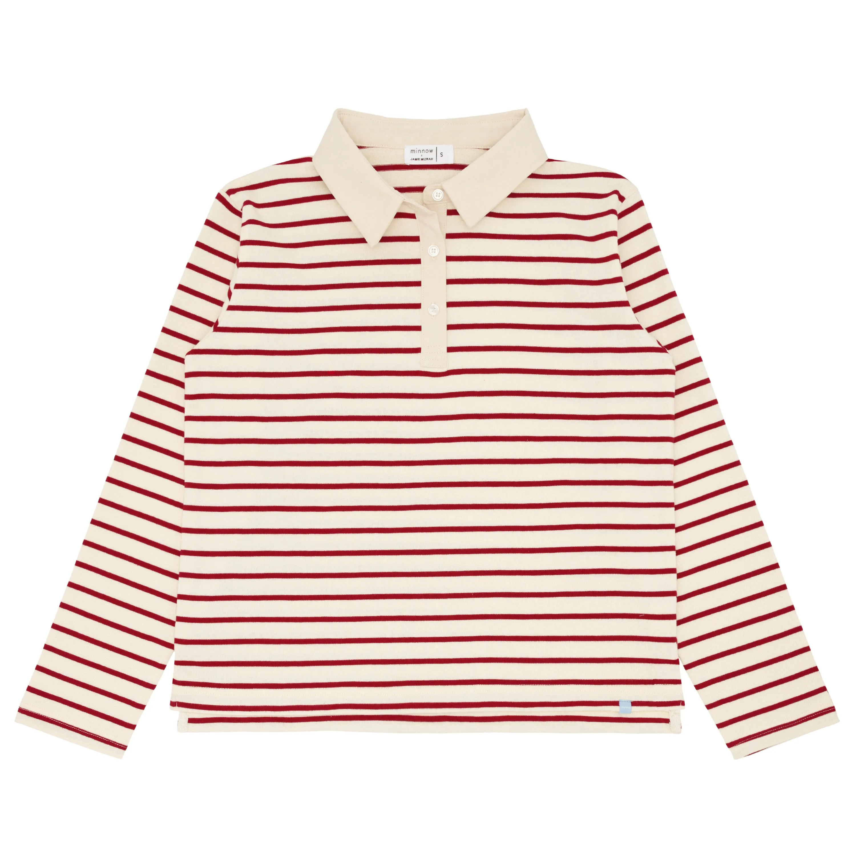 women's red stripe rugby shirt